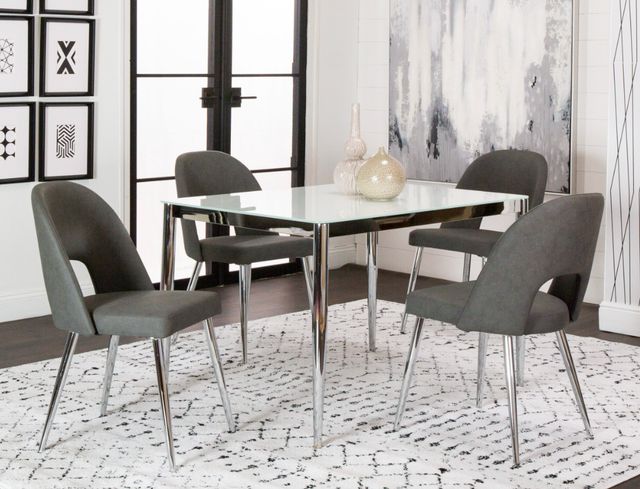 Cramco Atom Super White Glass Top Dining Table with Chrome Base-1