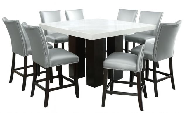 Steve Silver Co. Camila 9-Piece Ebony/Silver/White Counter Table Set-0