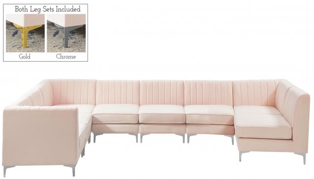 Meridian Furniture Alina Pink Velvet Modular Sectional-1