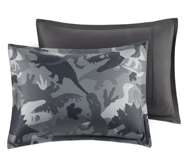 Olliix by Mi Zone Kids Dylan Grey Full/Queen Printed Dino Camo Comforter Set-1
