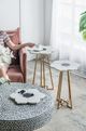 A & B Home White Flower Shaped Marble Tabletop With Gold Legs Accent Table-2