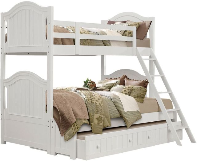 Homelegance® Clementine White Youth Twin/Full Bunk Bed with Twin Trundle-0