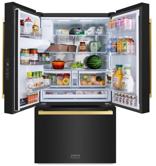 ZLINE Autograph Edition 36" 28.9 Cu. Ft. Black Stainless Steel Freestanding French Door Refrigerator with Dual Ice Maker-3
