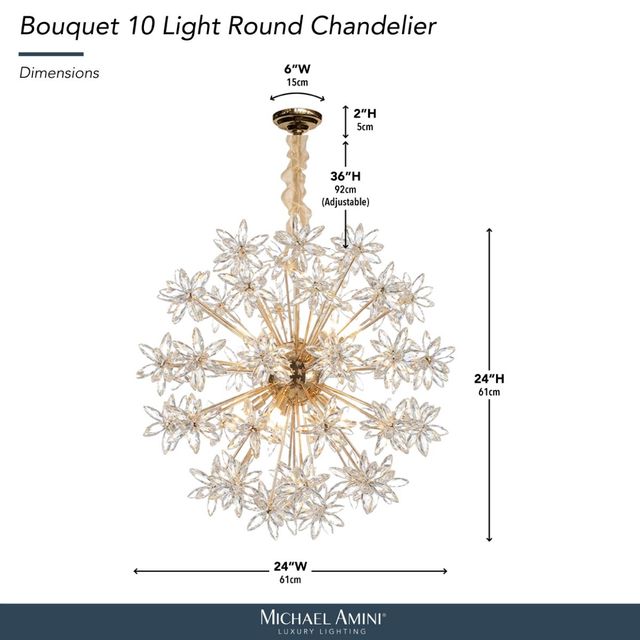 Michael Amini® Bouquet Gold 10-Light Drum Chandelier-1