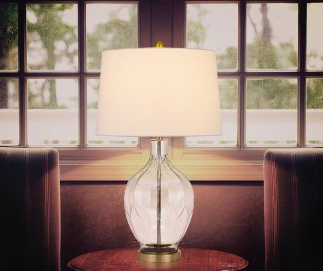 Cal® Lighting & Accessories Bancroft Antique Brass/Clear Table Lamp-2