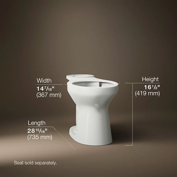 KOHLER® Cimarron® Dune Elongated Chair-Height Toilet Bowl with Fully Glazed Trapway-4