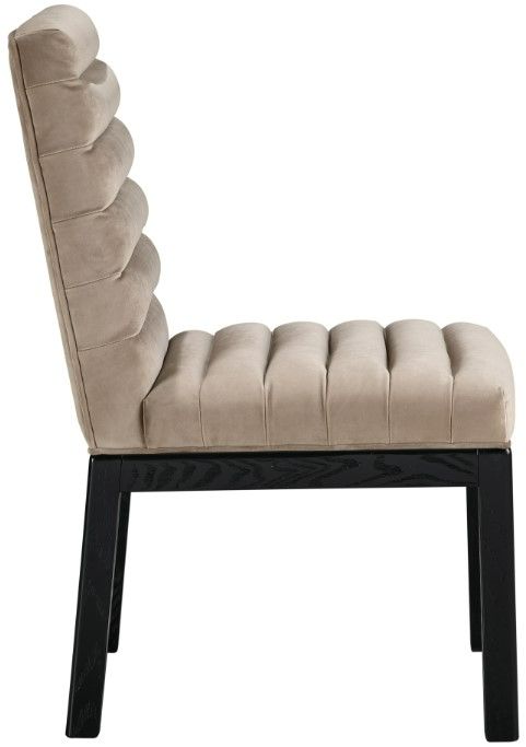Meridian Furniture Evelyn Taupe/Black Velvet Upholstered Side Chair-2