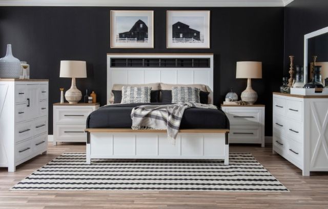Legacy Classic Franklin Natural White King Window Panel Bed with Footboard Bench-1