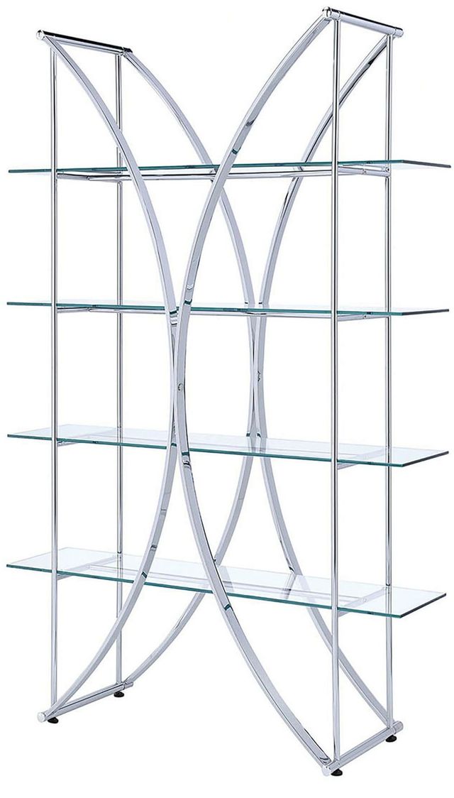 Coaster® Larson Chrome/Clear 4-Tier Bookcase-0