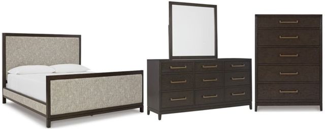Signature Design by Ashley® Burkhaus 4-Piece Brown Queen Upholstered Bed Set-0