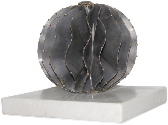 Moe's Home Collection Grey Iron Orb with White Marble-1