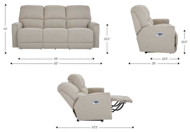La-Z-Boy® Cade Linen Power Reclining Sofa with Headrest and Lumbar-2