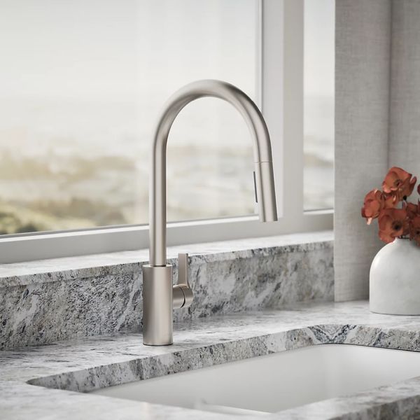 KOHLER® Elate® Vibrant Stainless 17" Kitchen Sink Faucet with 2-Function Sprayhead-1