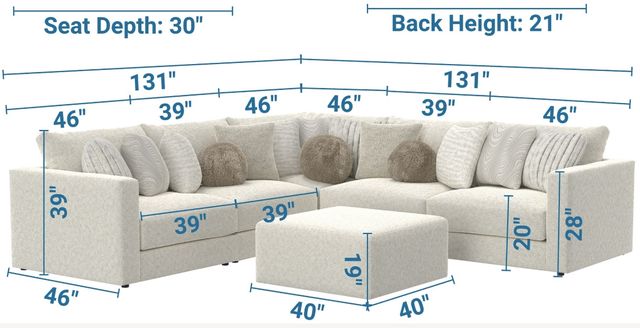 Jackson Furniture Ritzy 6-Piece Bone Modular Sectional with Ottoman-2
