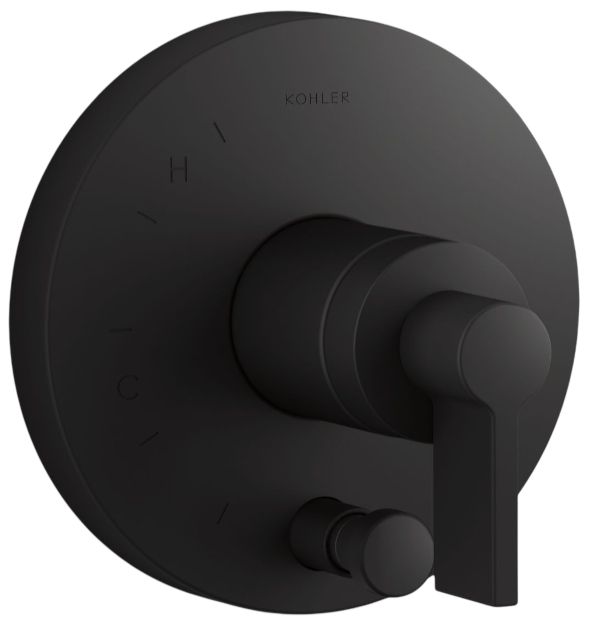 KOHLER® Components® Rite-Temp® Matte Black Valve Trim with Lever Handle and Diverter-0