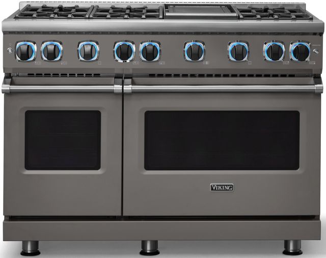 Viking® 7 Series 48" Damascus Gray Pro Style Liquid Propane Gas Range with 12" Reversible Griddle-3