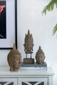 A & B Home 2-Piece Nickel Buddha Head Sculpture Set-5