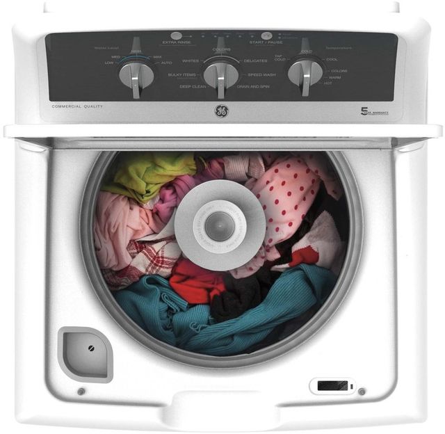 GE® 4.3 Cu. Ft White Top Load Washer with Stainless Steel Basket-4