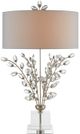 Currey & Company Forget-Me-Not Silver Leaf/White Table Lamp-0