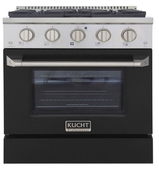 Kucht Professional KNG Series 30" Stainless Steel Pro Style Natural Gas Range with Black Door-0