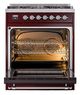 Ilve® Nostalgie II Noblesse 30'' Burgundy Pro Style Dual Fuel Range with Chrome Trim-1