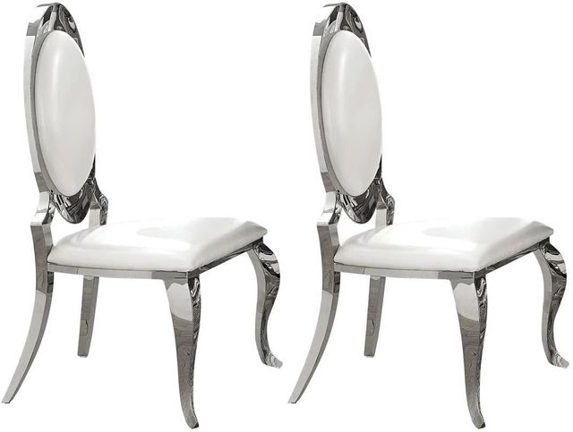 Coaster® Anchorage 2-Piece Creamy White/Chrome Side Chairs-2