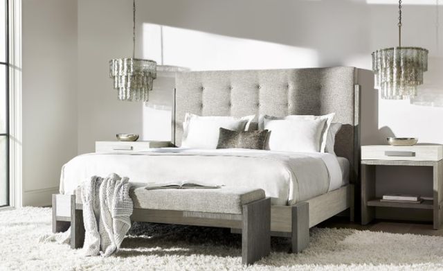 Bernhardt Foundations Gray/Light Shale Queen Upholstered Panel Bed-1