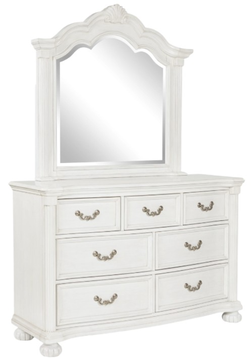 Benchcraft Montelaine Antique White Dresser and Mirror Bears Furniture Appliances