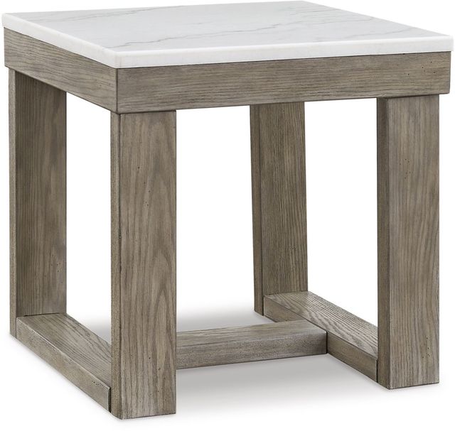 Signature Design by Ashley® Loyaska Ivory End Table with Brown Base -0