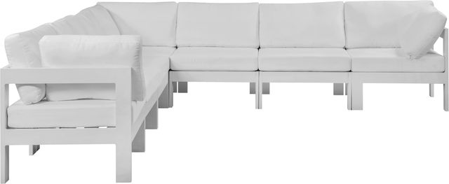 Meridian Furniture Nizuc 7-Piece White Outdoor Patio Modular Sectional Set-1