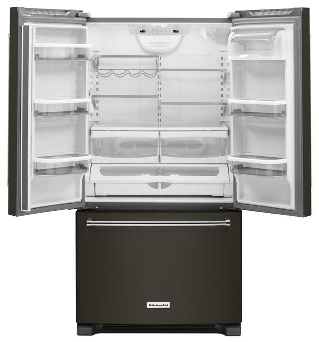 KitchenAid® 36 in. 20.0 Cu. Ft. Black Stainless Steel with PrintShield™ Finish Counter Depth French Door Refrigerator-1