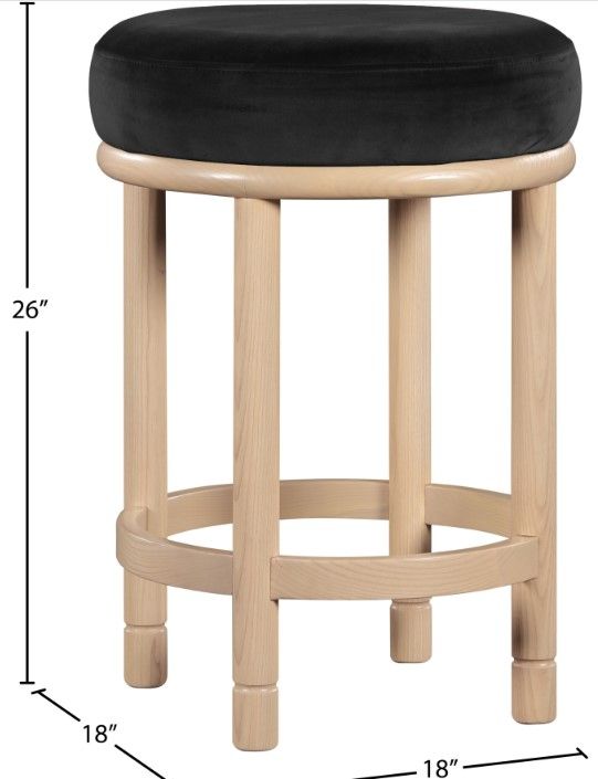 Meridian Furniture Monette Black/Natural Upholstered Counter Stool-3