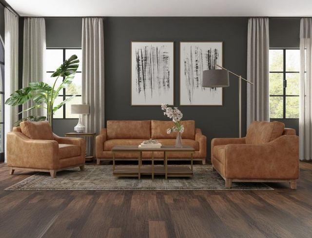 International Furniture Direct Olivio Cognac Loveseat-1