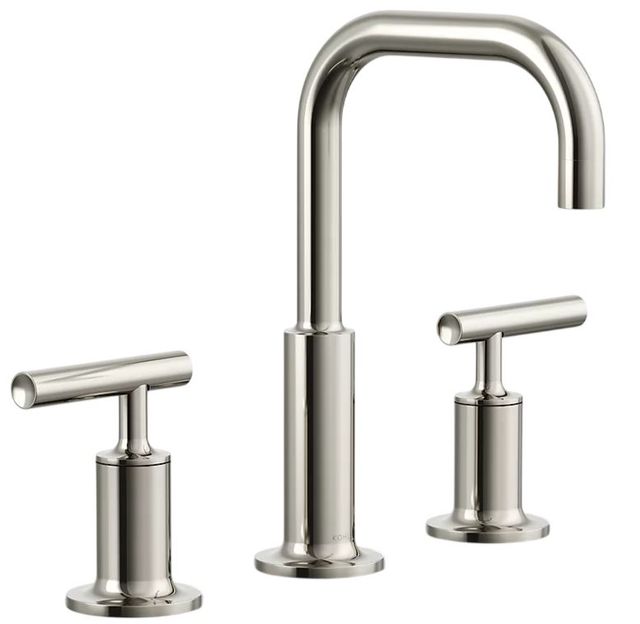 KOHLER® Purist® Vibrant Polished NIckel 8" Widespread Bathroom Sink Faucet with Lever Handles-0