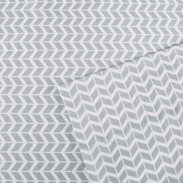 Olliix by Intelligent Design Grey Twin XL Chevron Printed Microfiber Sheet Set-0