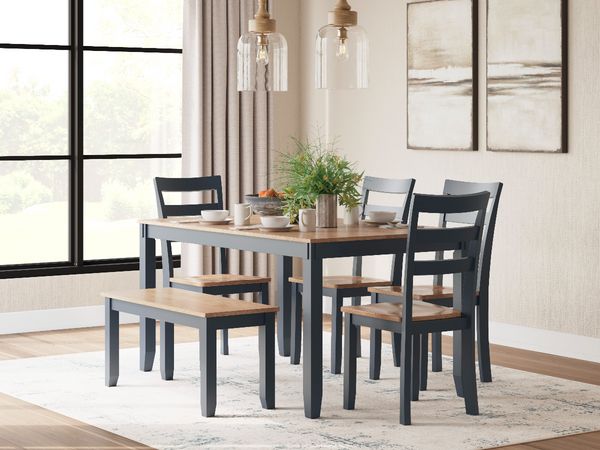 Signature Design by Ashley® Gesthaven 6-Piece Blue/Natural Dining Table Set