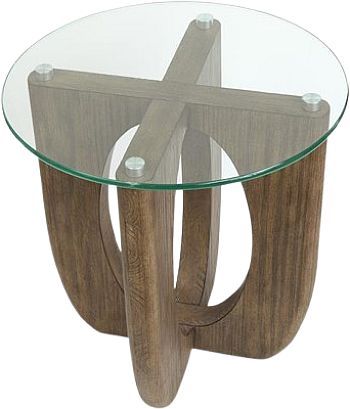 Magnussen Home® Lainey Glass Top End Table with Almond Base-3