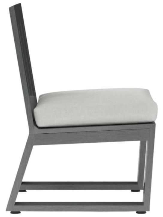 Sunset West Redondo Slate Aluminum Outdoor Dining Side Chair with Cast Silver Cushion-1