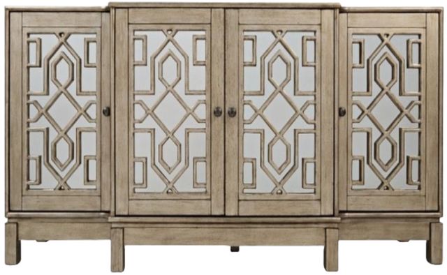 Jofran Inc. Casa Bella Gold/Silver 4-Door Mirrored Cabinet-1