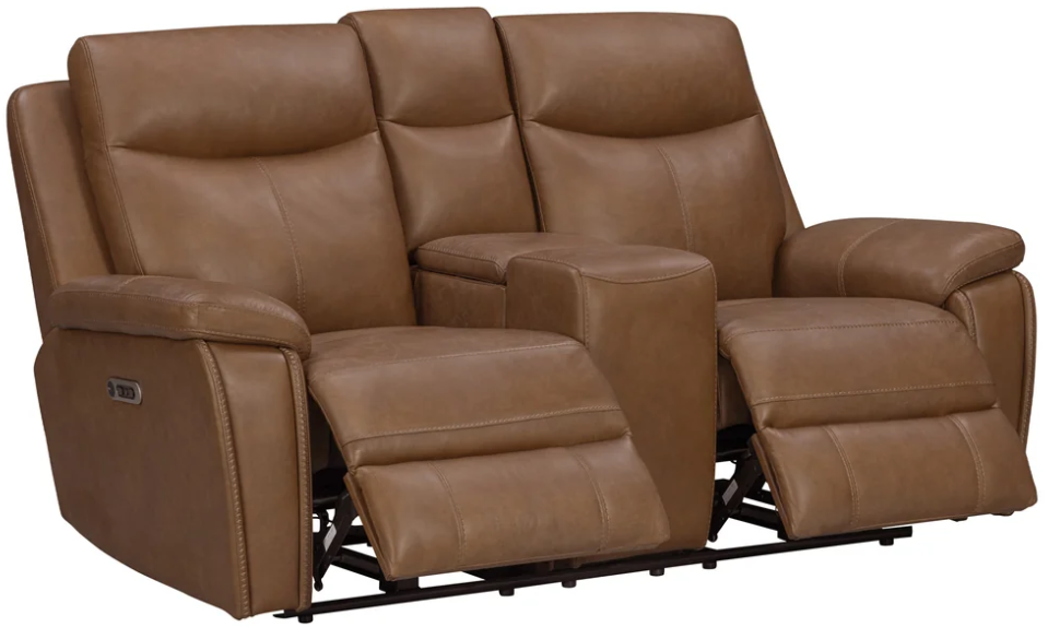 Parker House® Veracruz Vintage Tan Power Reclining Tilt Console Loveseat with Zero Gravity