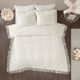 Olliix by Madison Park Ivory Full/Queen Laetitia Tufted Cotton Chenille Medallion Fringe Coverlet Set-2