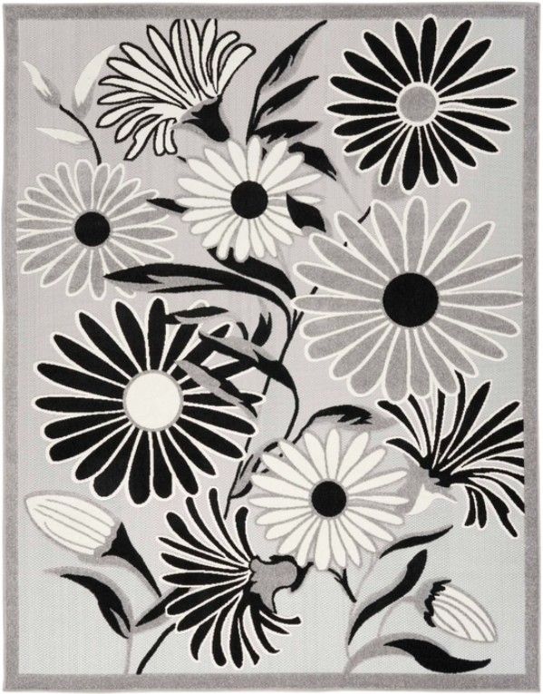 Nourison Home™ Aloha Black White 5'x8' Style 1 Area Rug-0