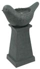 A & B Home Soft Gray Outdoor Bird Pedestal Water Fountain-0