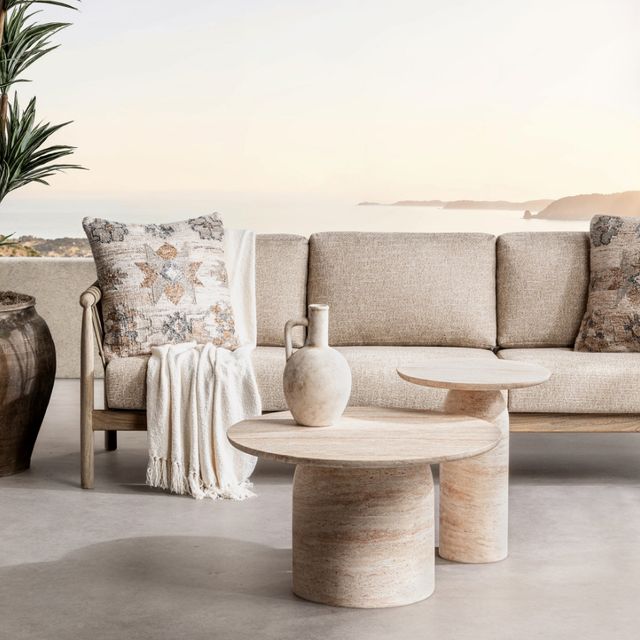 Classic Home Sana Beige Concrete Outdoor Round Coffee Table-4