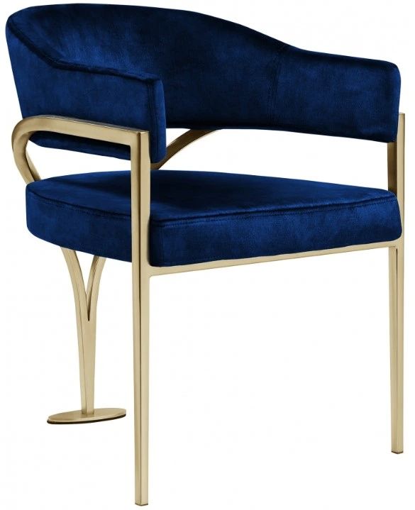 Meridian Furniture Madelyn Navy/Brushed Brass Velvet Dining Chair-0