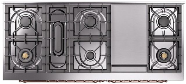 Ilve® Nostalgie II Series 60" Stainless Steel Pro Style Dual Fuel Range-3