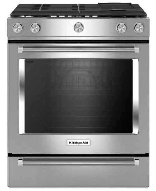 KitchenAid® 30" Stainless Steel Slide-In Dual Fuel Range-0