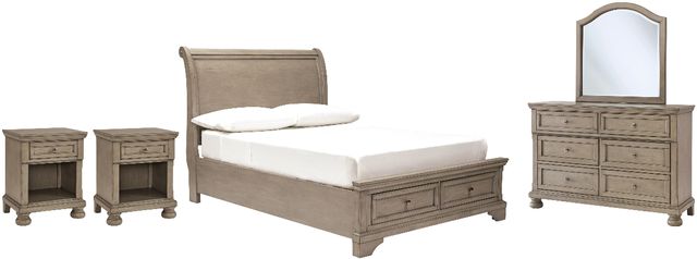 Signature Design by Ashley® Lettner 5-Piece Light Gray Full Sleigh Bed Set-0