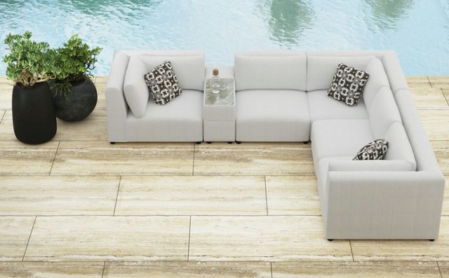 Elements International Zandara 6-Piece Beige Fabric Outdoor Sectional-1