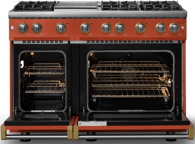Viking® 5 Series 48" Spiced Cider Pro Style Gas (NG) Range with Brushed Brass Trim-1